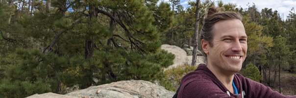 Eric Jakobsen resting during a hike on Mt Lemmon in Southern Arizona